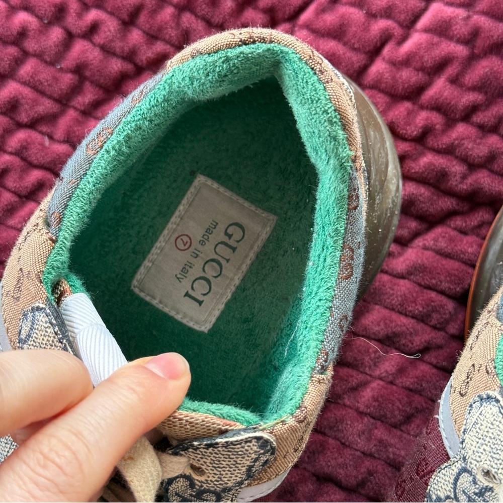 Gucci Multicolor GG Canvas Sneaker with Teal Interior - Picture 4 of 6